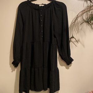 Black Long Sleeve Mini Dress